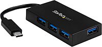 StarTech.com 4 Port USB C Hub - C to 4x A - USB 3.0 Hub - 4 Port USB Hub with Power Adapter - USB C to USB Adapter