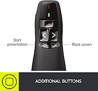 Logitech Wireless Presenter R400, PowerPoint Clicker with Laser Pointer, Wireless Presentation Clicker Remote Red Laser 5 buttons Clicker
