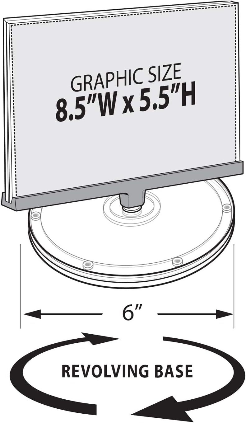 Azar Displays Revolving Acrylic Horizontal 2-Sided Sign Holders, 6-3/4in x 8-1/2in, Clear, Set Of 2 Holders