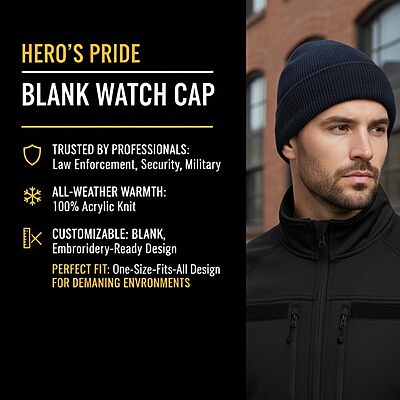 Hero's Pride Blank Watch Cap - 100% Acrylic Knit Beanie