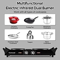 Techwood - Estufa eléctrica de cerámica infrarroja doble de 1800 W Techwood - Estufa eléctrica de cerámica infrarroja doble de 1800 W