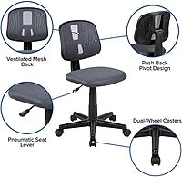Flash Furniture Flash Fundamentals Mesh Mid-Back Swivel Task Office Chair with Pivot Back