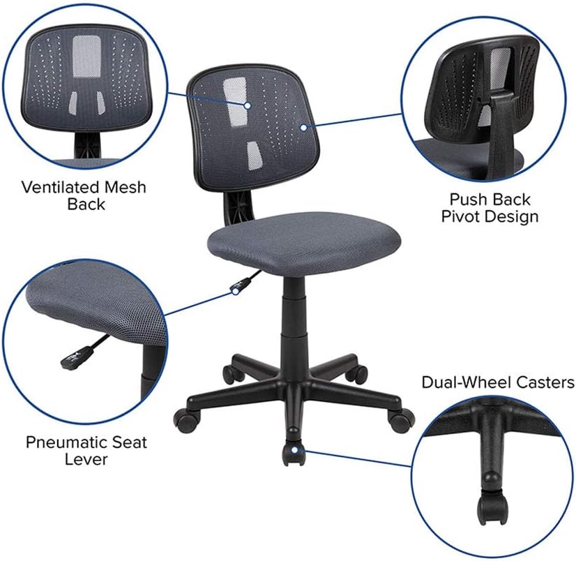 Flash Furniture Flash Fundamentals Mesh Mid-Back Swivel Task Office Chair with Pivot Back