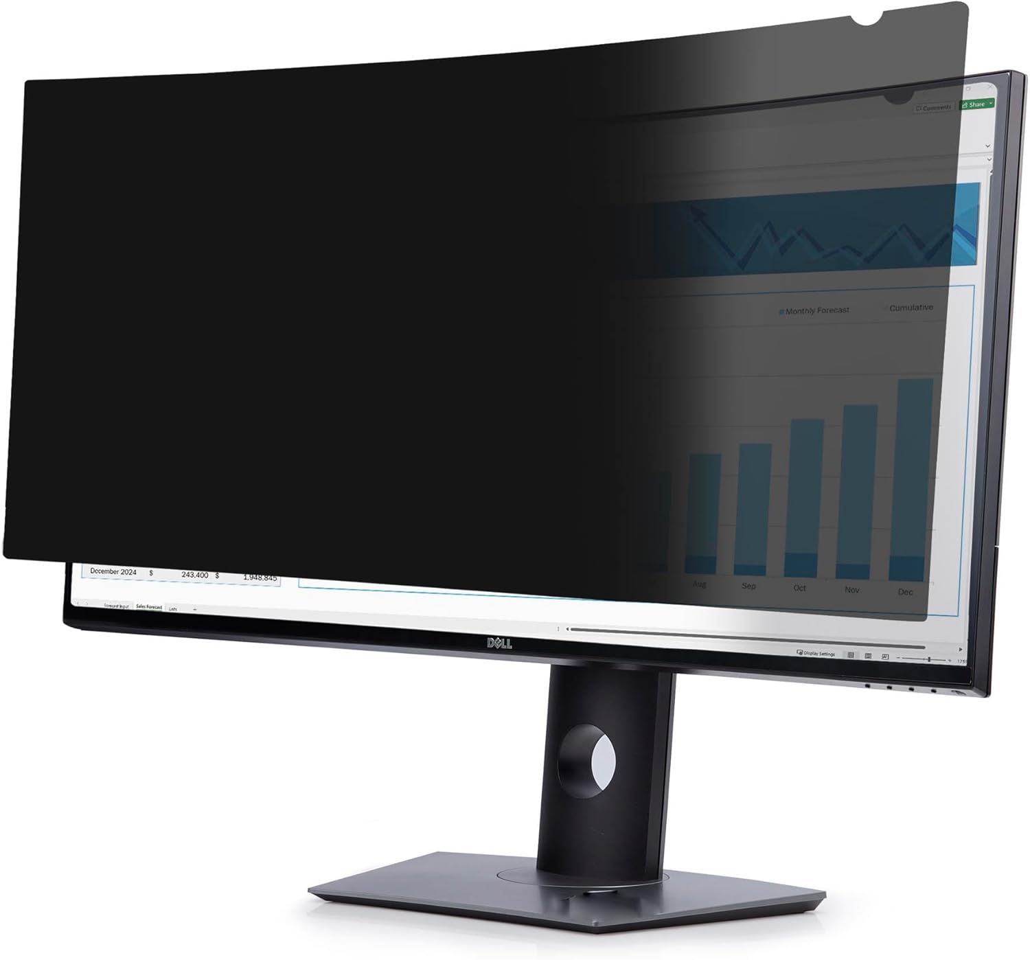 StarTech.com Privacy Screen for Dell U3824DW Curved 21:9 Monitor, Double-Sided Filter, Computer Screen Protector, TAA