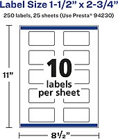 Avery Glossy Clear Rectangle Labels, 1.5 x 2.75, Sure Feed, Print-to-the-Edge