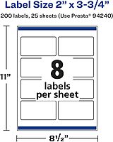 Avery Glossy Clear Rectangle Labels, Sure Feed Technology, 2" x 3.75"