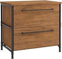 Sauder Iron City 31inW x 20inD Lateral 2-Drawer File Cabinet, Checked Oak