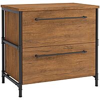 Sauder Iron City 31inW x 20inD Lateral 2-Drawer File Cabinet, Checked Oak