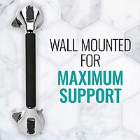 HealthSmart Suction Cup Grab Bar With Germ Protection, 16inH x 2inW x 3 1/2inD, Chrome