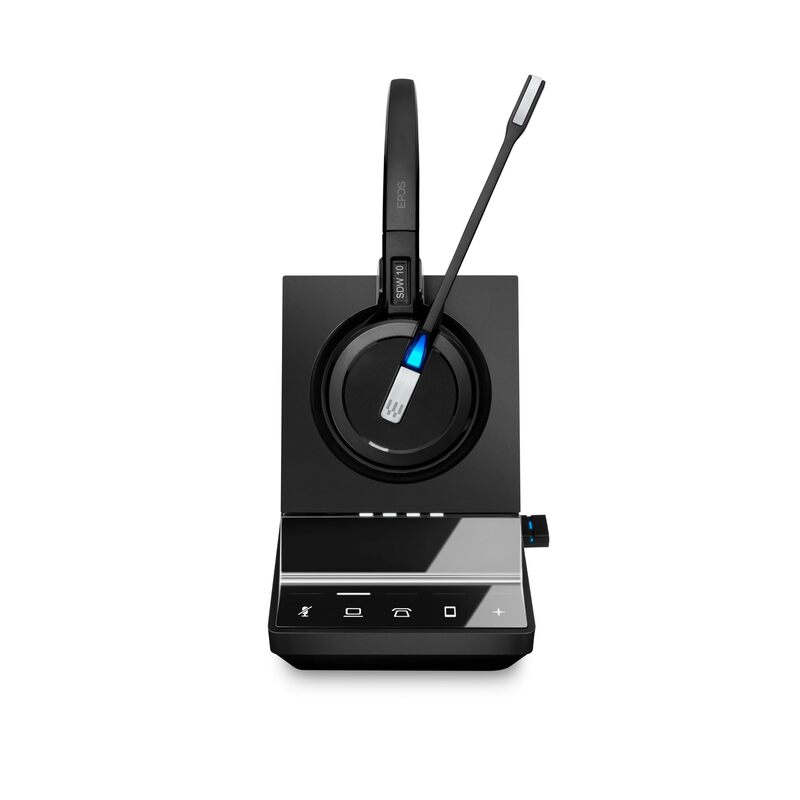 Sennheiser SDW 5016 (507016) Single-Sided Wireless DECT Headset for Desk Phone Softphone/PC& Mobile Phone Connection Dual