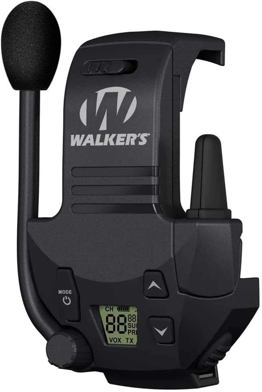 WALKER'S Razor Walkie Talkie Attachment - 22 Channels 3 Miles Range Distance Voice-Activated Handsfree Communication Device
