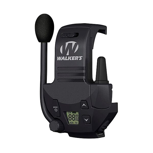 WALKER'S Razor Walkie Talkie Attachment - 22 Channels 3 Miles Range Distance Voice-Activated Handsfree Communication Device for Razor Shooting Muffs, 3 AAA Batteries Included Black