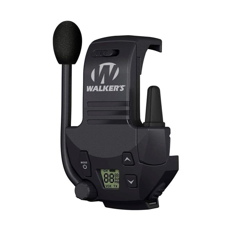 WALKER'S Razor Walkie Talkie Attachment - 22 Channels 3 Miles Range Distance Voice-Activated Handsfree Communication Device for Razor Shooting Muffs, 3 AAA Batteries Included Black