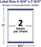 Avery Matte White Removable Rectangle Labels, Sure Feed Technology, Print-to-The-Edge, 4.75" x 7.75", 30 Removable Labels, Laser/Inkjet Printable 30 labels