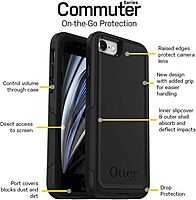 OtterBox Commuter Series Case for iPhone SE 3rd & 2nd Gen, iPhone 8, iPhone 7 Black | not Compatible with Plus Sized Models, Slim, Tough, Pocket-Friendly, with Port Protection