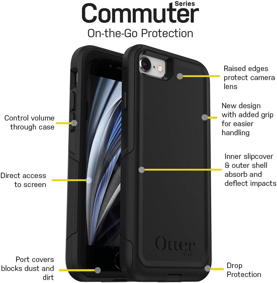 OtterBox Commuter Series Case for iPhone SE 3rd & 2nd Gen, iPhone 8, iPhone 7 Black | not Compatible with Plus Sized Models