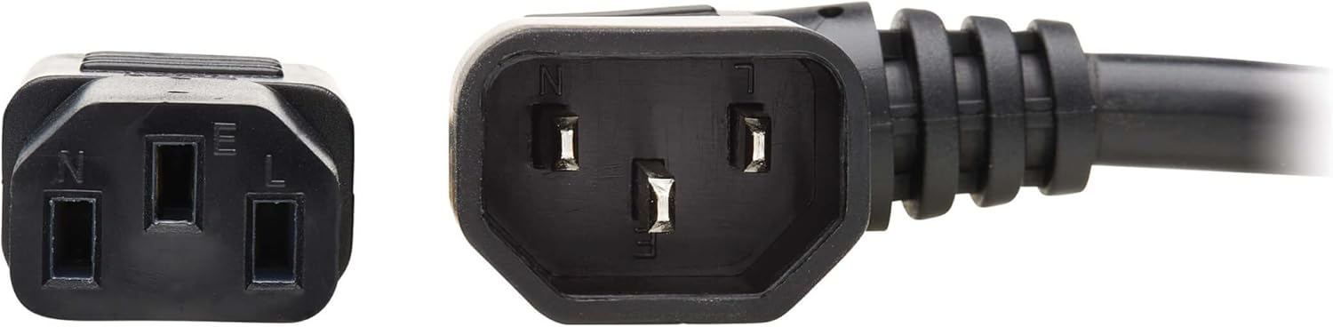 Tripp Lite Heavy-Duty Power Extension Cord 15A, 14AWG (Right Angle IEC-320-C14 to IEC-320-C13) 6-ft.(P005-006-14RA)
