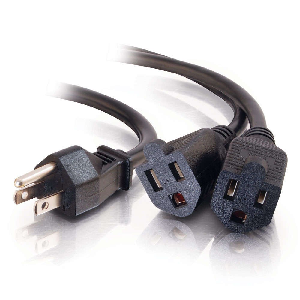 C2G Power Splitter Cord (Power Squid), 16 AWG, Black