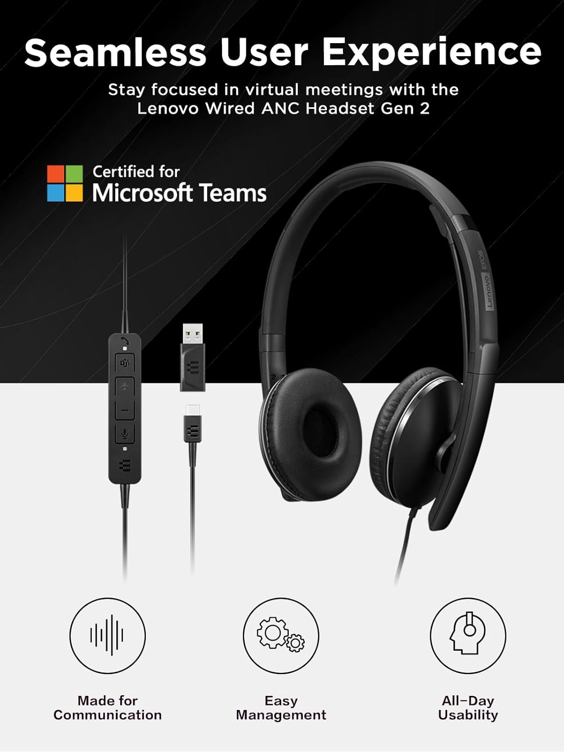 LENOVO Teams Certified Headset - Wired & Wireless