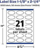 Avery Glossy White Oval Labels, Sure Feed Technology, 1-1/8" x 2-1/4"