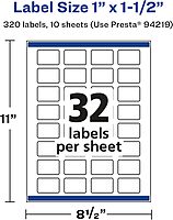 Avery Glossy White Rectangle Labels, Sure Feed Technology, 1" x 1.5", Print-to-The-Edge, Permanent Adhesive, Laser/Inkjet Printable