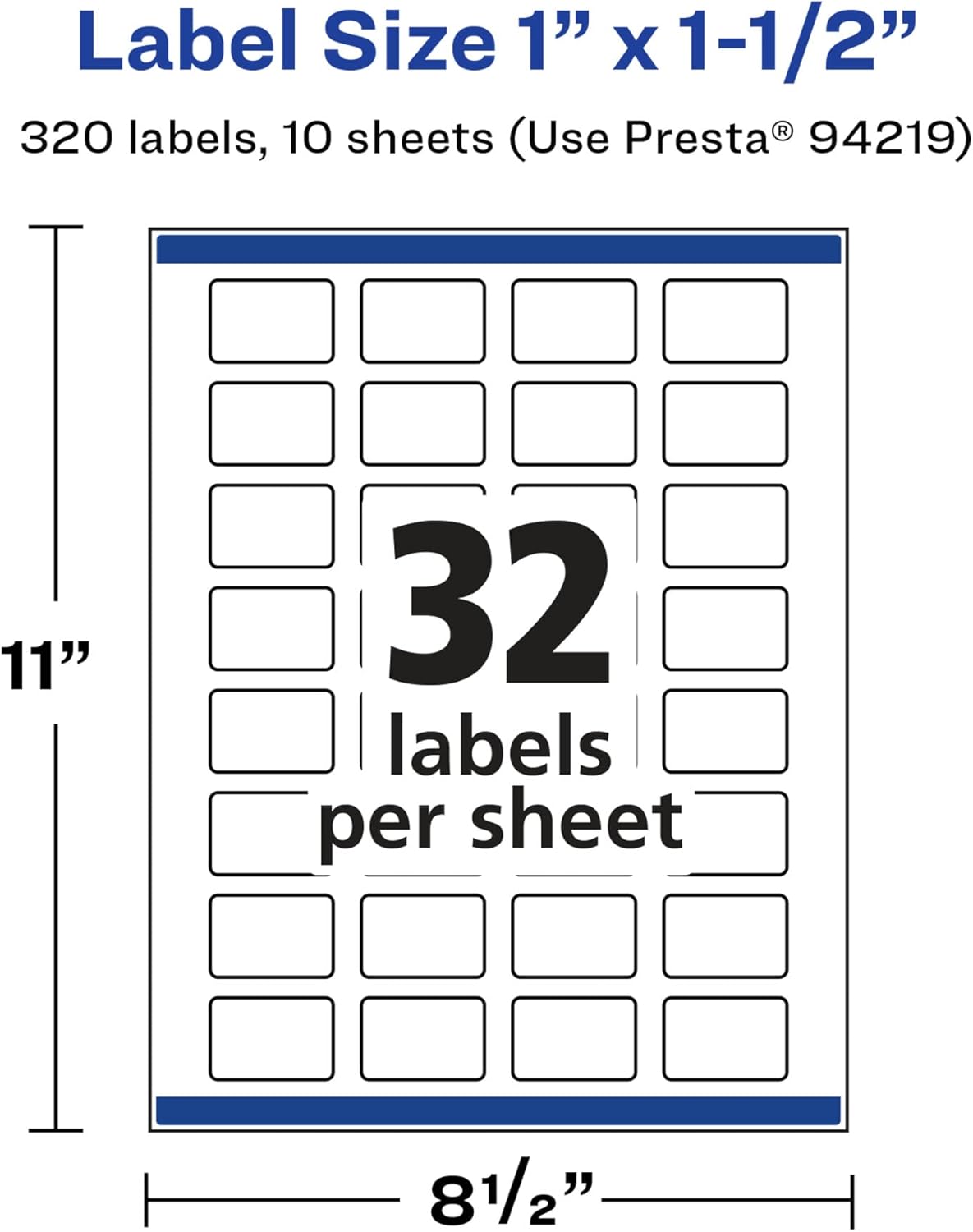 Avery Glossy White Rectangle Labels, Sure Feed Technology, 1" x 1.5", Print-to-The-Edge, Permanent Adhesive