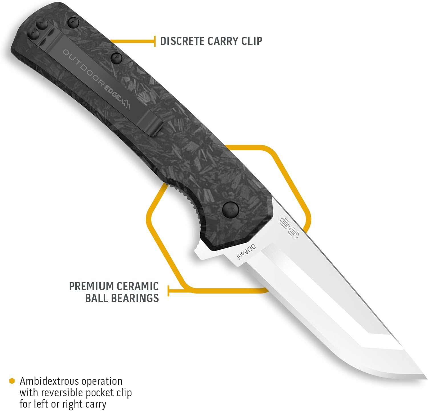 OUTDOOR EDGE Razor VX5 | Replaceable Blade EDC Folding Pocket Knife | 3" Blade, Ceramic Ball Bearings, Carbon Fiber Handle