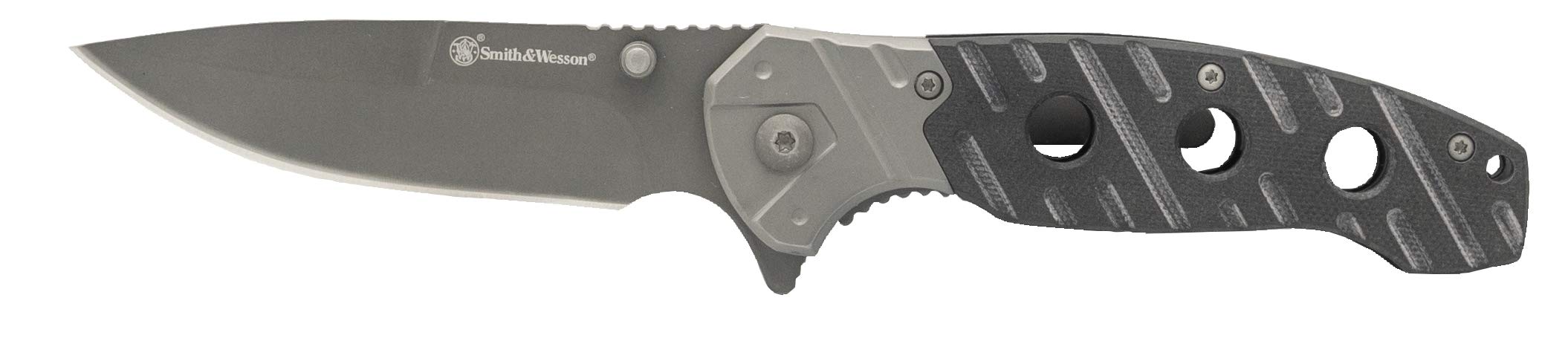 Smith & Wesson 7.75in Ti-Nitride, High Carbon S.S. Folding Knife with 3.25in Drop Point Blade and G10 Aluminum Handle