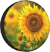 Bright Sunflower Printed Spare Tire Cover 15 Inch - Waterproof Wheel Covers Protectors - Universal Fit for Car, Trailer