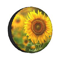 Bright Sunflower Printed Spare Tire Cover 15 Inch - Waterproof Wheel Covers Protectors - Universal Fit for Car, Trailer
