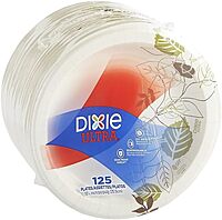 Dixie Pathways Soak Proof Shield Heavyweight Paper Plates, 10.13" Dia, Green/burgundy, 125/pack