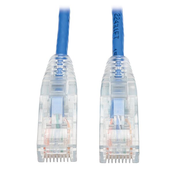 TRIPP LITE Cat6 Gigabit Snagless Molded Slim UTP Patch Cable RJ45 M/M, Blue