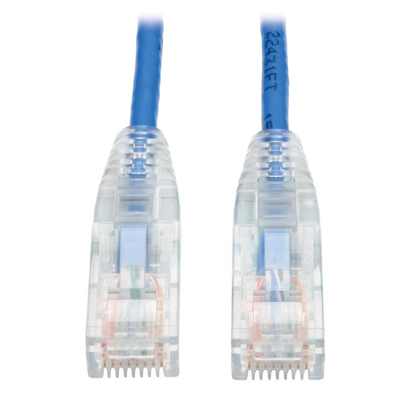 TRIPP LITE Cat6 Gigabit Snagless Molded Slim UTP Patch Cable RJ45 M/M, Blue