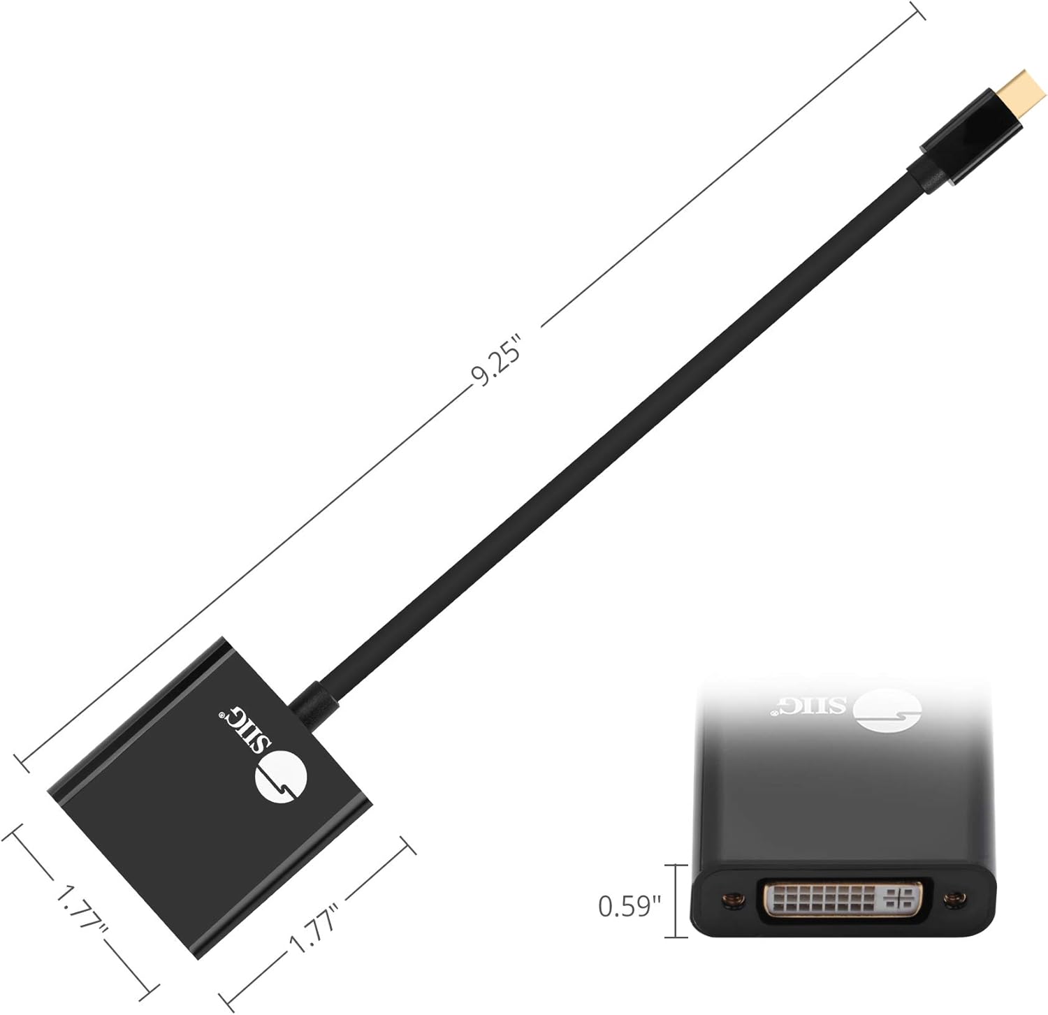 SIIG Mini DisplayPort to DVI Active Adapter - 4K @30Hz Mini DP to DVI-D Single Link Thunderbolt 2 Eyefinity Compatible