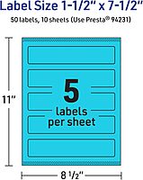 AVERY Printable Rectangle Labels, Sure Feed Technology, 1-1/2" x 7-1/2", Bright Blue, Print-to-the-Edge, Laser/Inkjet Printable