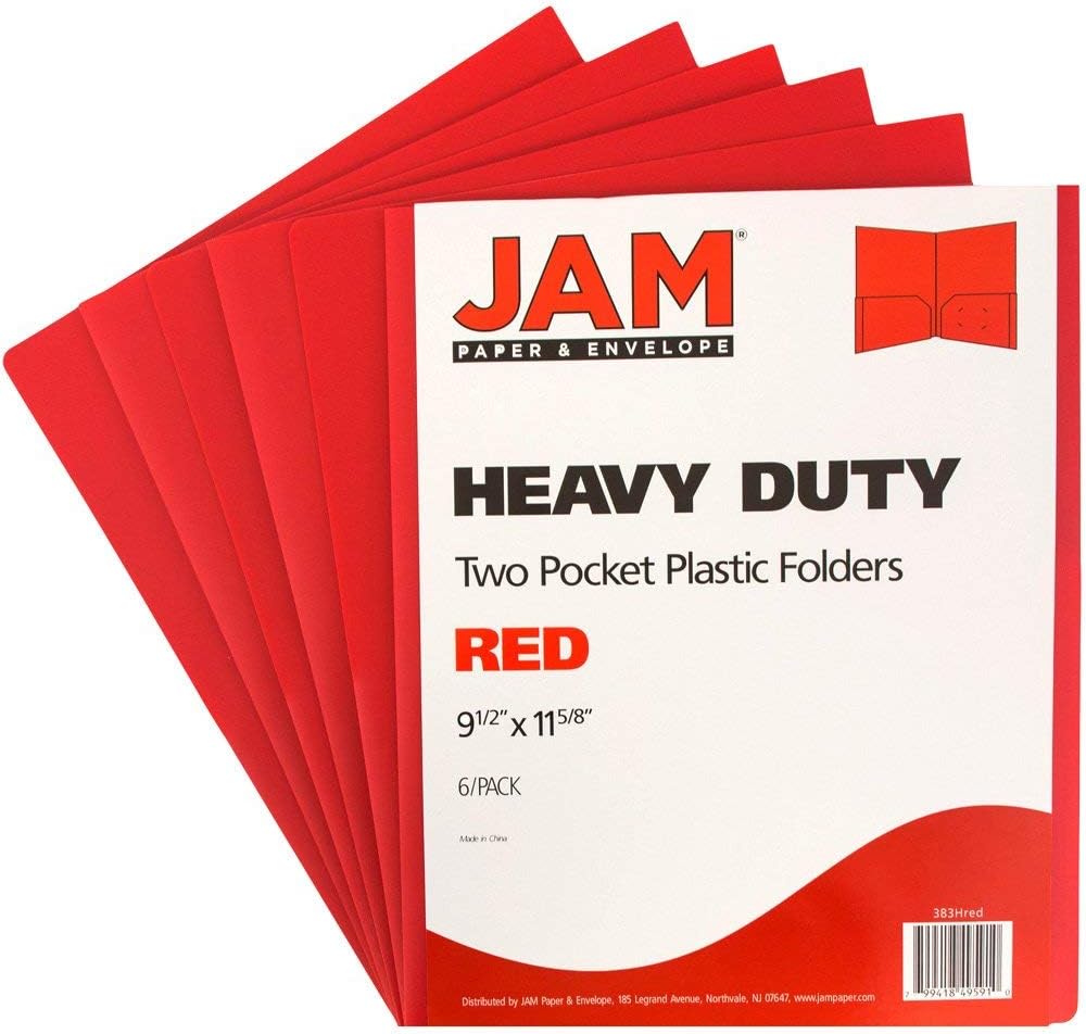 JAM Paper Heavy-Duty 2-Pocket Plastic Presentation Folders - Letter Size