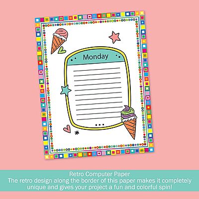 Barker Creek Retro Design Computer Paper, 8-1/2 x 11 Inches, 50 Sheets