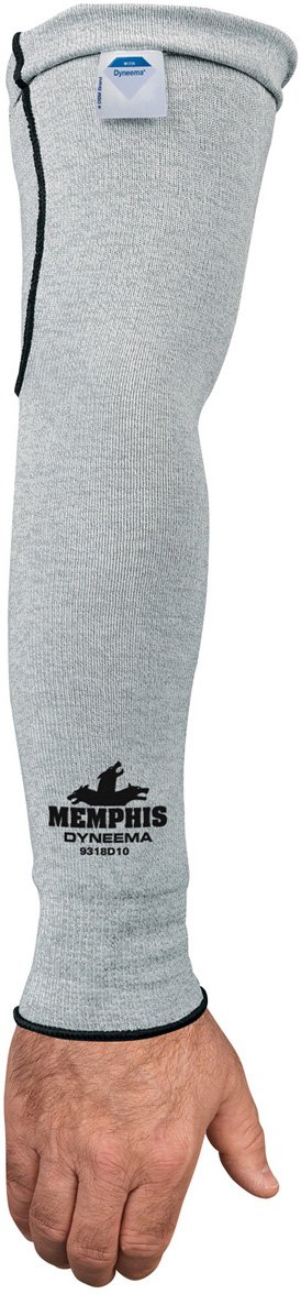 MCR Safety 9318D10 Memphis 10 Gauge Dyneema Sleeve, Gray, 18-Inch
