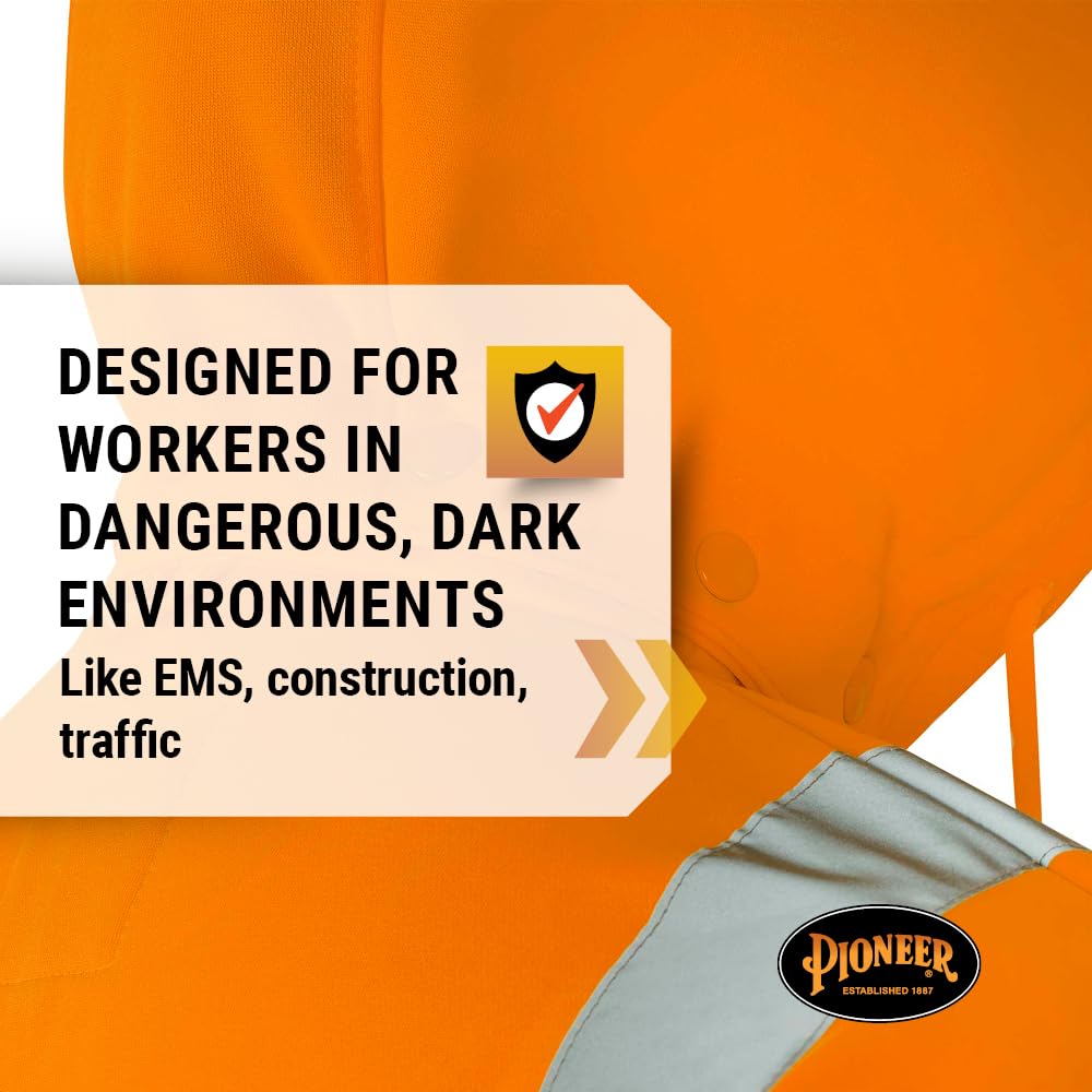 Pioneer High Visibility Safety Hoodie – Reflective Hi Vis Sweatshirt Jacket with Zipper, Pockets – Polyester Fleece