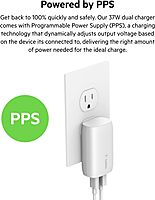 Belkin USB C Charger Block 37W - Power Delivery 25W USB-C Port + 12W USB-A Port for PPS Charging Apple iPhone 16, 16 Plus, 16 Pro, 16 Pro Max, 15 Pro, Samsung Galaxy S25,Nintendo Switch 2 & More