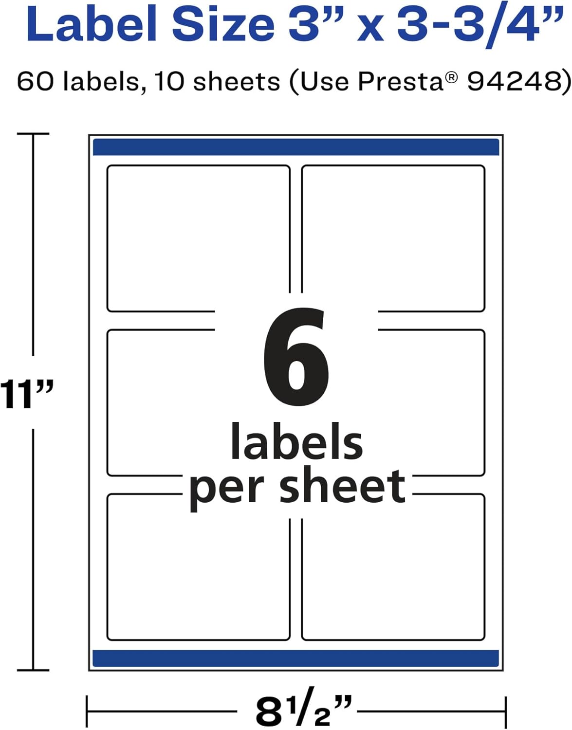 Avery Glossy Clear Rectangle Labels, Sure Feed Technology, 3" x 3.75", 60 Glossy Clear Labels, Print-to-The-Edge