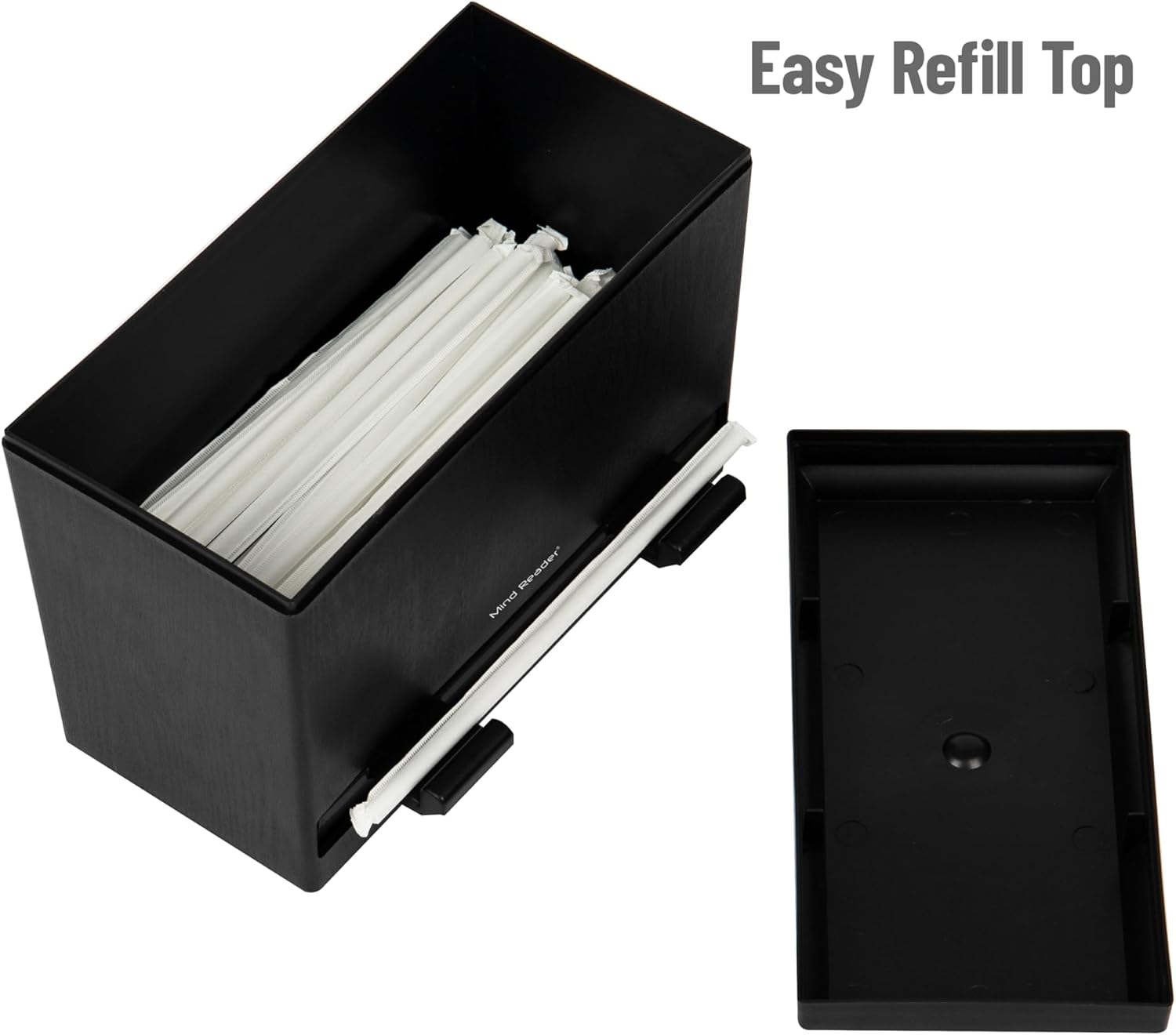Mind Reader Straw/Pencil Dispenser, Plastic, Black