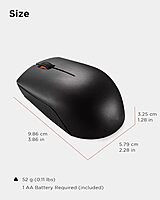 Lenovo 300 Wireless Mouse – Computer Mouse for PC, Laptop with Windows – Ambidextrous Design – 2.4 GHz Nano USB Receiver
