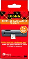 SCOTCH Thermal Laminating Pouches, 5 mil, Clear