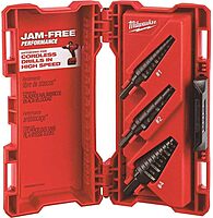 Milwaukee 48-89-9221 3 Piece Step Drill Bit Set, 1/8"–7/8", HSS