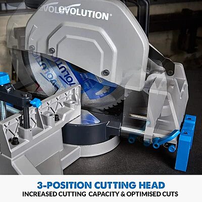 Evolution S355MCS 14" Mitering Chop Saw | Heavy Duty Metal Cutting Saw | 15A/1450 RPM | TCT Blade | Sliding Head & Locking
