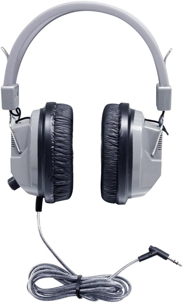 HamiltonBuhl SC-7V SchoolMate Deluxe Stereo Headphone with 3.5 mm Plug and Volume Control, Leatherette Cushions, Replaceable, Heavy-duty, Write-on, Reclosable Bag, Volume Control On Ear Cup Single