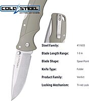 COLD STEEL Verdict Folding Knife with 4116SS GFN Handle and Tri-Ad Lock