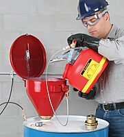 Justrite 2.6 Gallon Drum Funnel for Flammables with Emergency-Fusing Self-Closing Cover, Flame Arrester