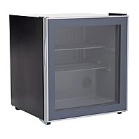 Avanti Beverage Cooler with Glass Door 60 Can Mini Refrigerator for Beer Soda Water 18.25-Inch Wide Freestanding, with Adjustable Temperature Control and Removable Shelves, 1.6-Cu.Ft., Metallic